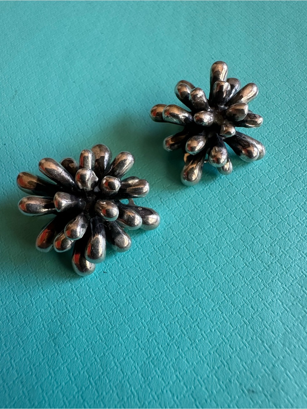Vintage Zina Sterling Silver Fireworks Clip On Earrings